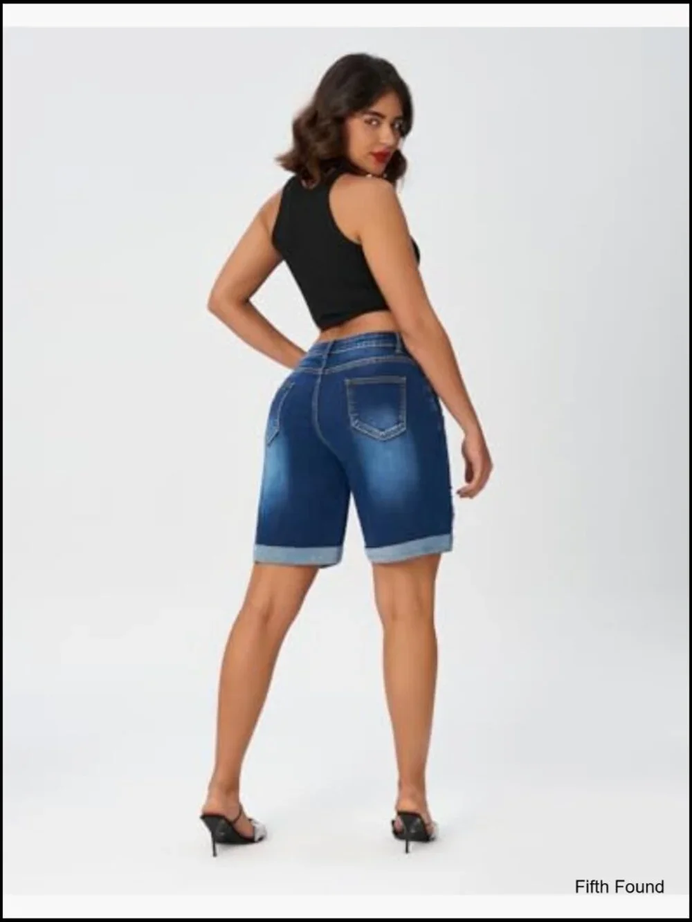 Wide Leg Bermuda Denim Shorts High Waisted Baggy Distressed